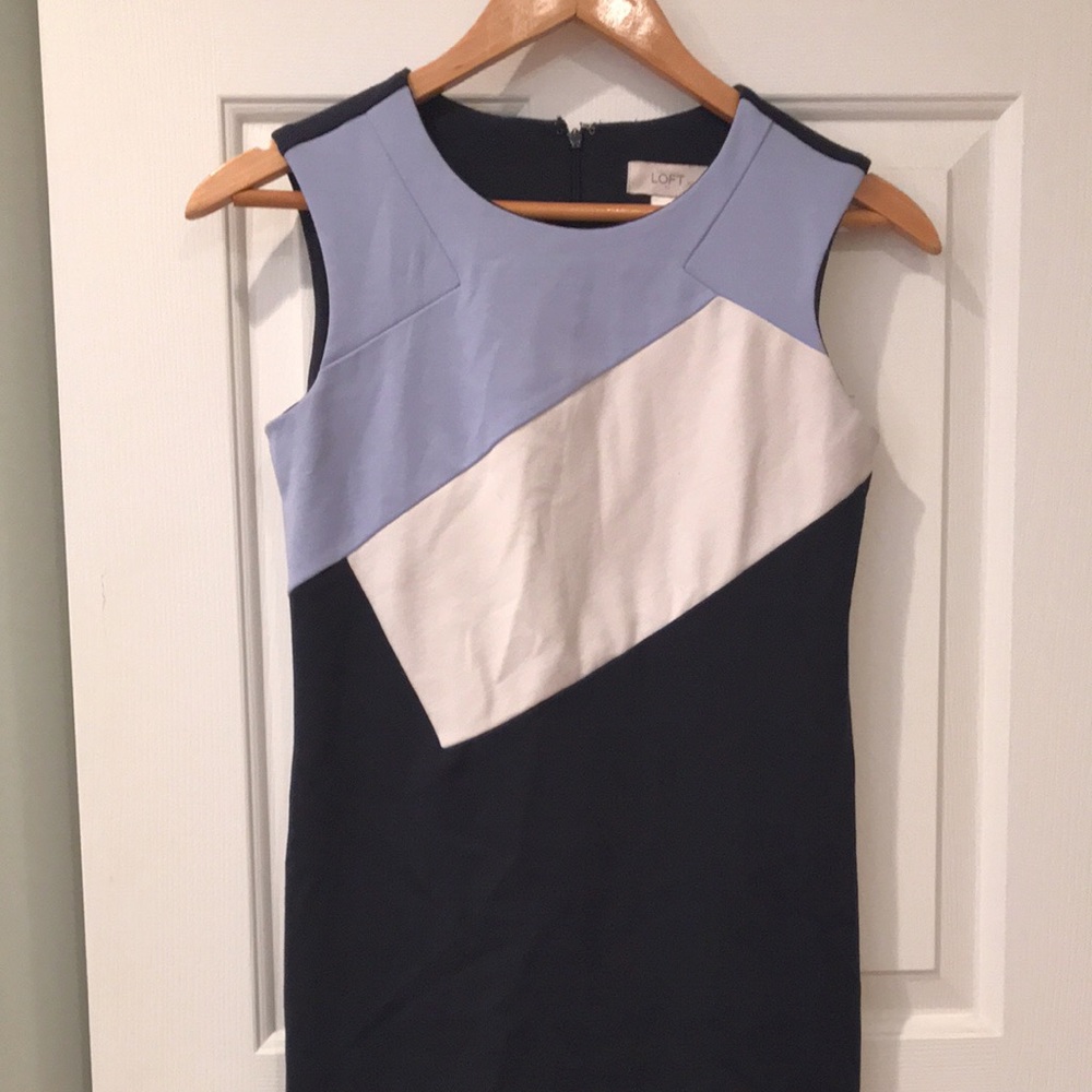 Slim Fit Navy Color Block Dress